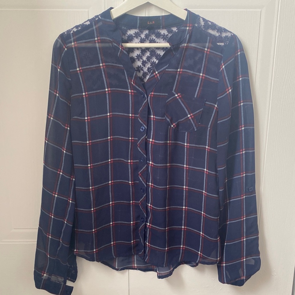 Navy blue button down shirt